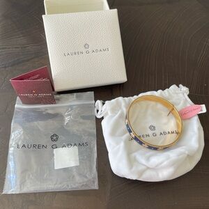 Lauren G Adams Gold-tone Blue Enamel Bangle Bracelet
